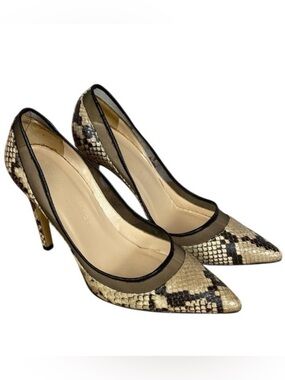 Club Monaco Snakeskin Patterned Leather Pointy Toe Heels Sz 6